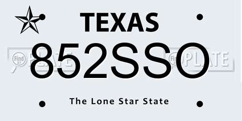 852SSO Texas License Plate