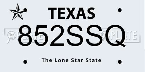 852SSQ Texas License Plate