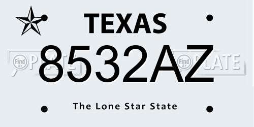 8532AZ Texas License Plate