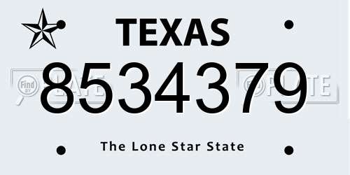 8534379 Texas License Plate