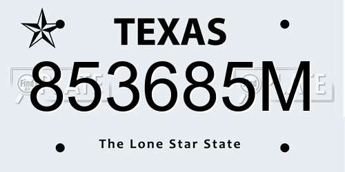 853685M Texas License Plate