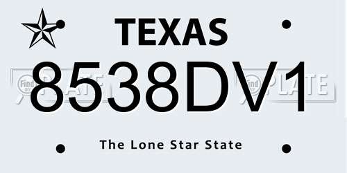8538DV1 Texas License Plate