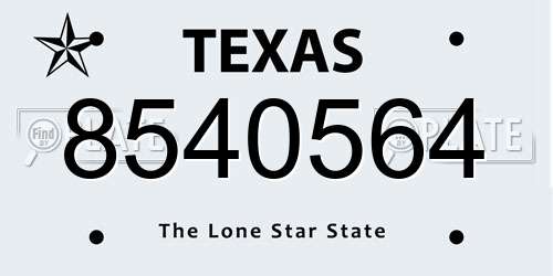 8540564 Texas License Plate