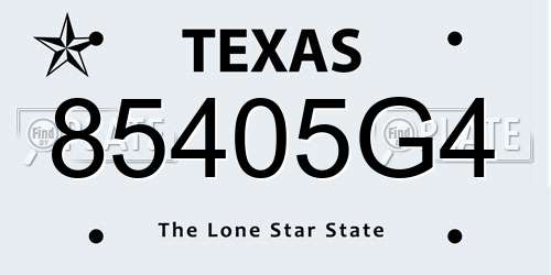 85405G4 Texas License Plate