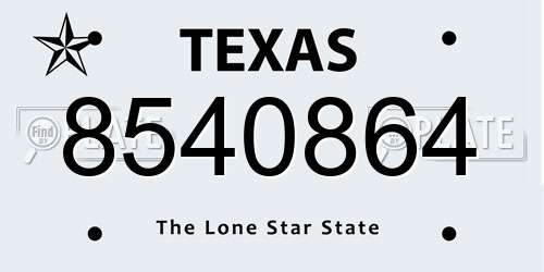 8540864 Texas License Plate