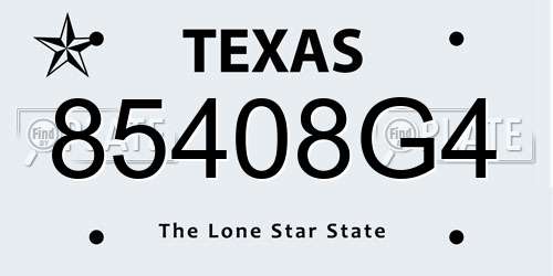 85408G4 Texas License Plate