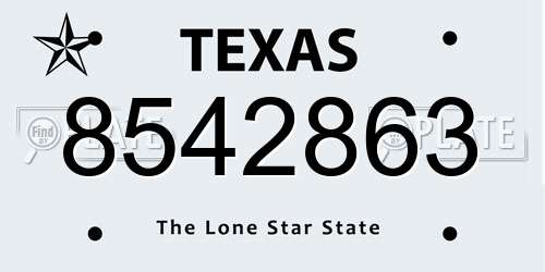 8542863 Texas License Plate