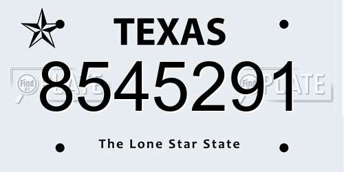 8545291 Texas License Plate
