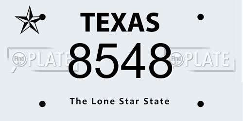 8548 Texas License Plate