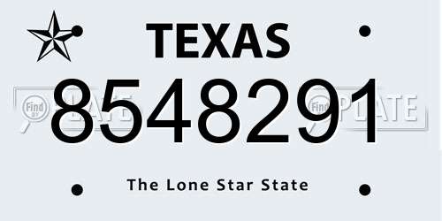 8548291 Texas License Plate