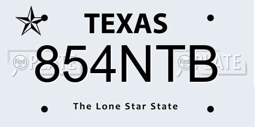 854NTB Texas License Plate