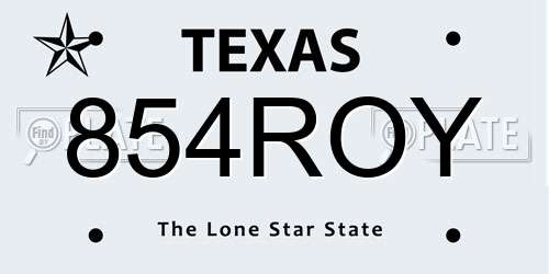 854ROY Texas License Plate