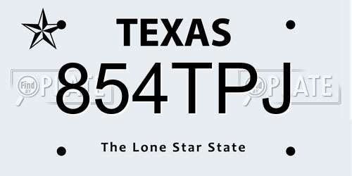 854TPJ Texas License Plate