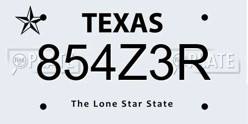 854Z3R Texas License Plate