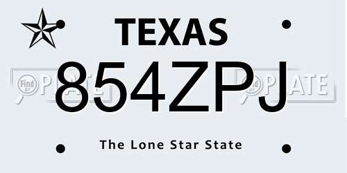 854ZPJ Texas License Plate