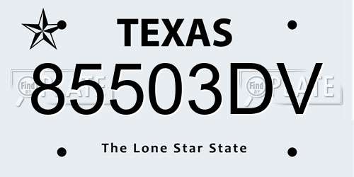 85503DV Texas License Plate