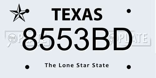 8553BD Texas License Plate