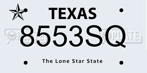 8553SQ Texas License Plate