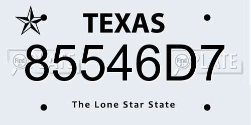 85546D7 Texas License Plate