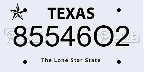 85546O2 Texas License Plate