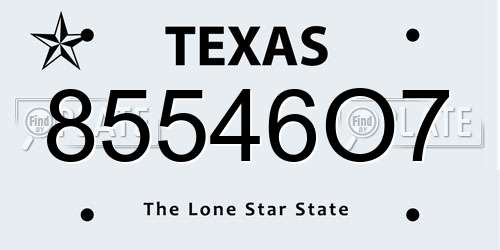85546O7 Texas License Plate