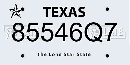 85546Q7 Texas License Plate