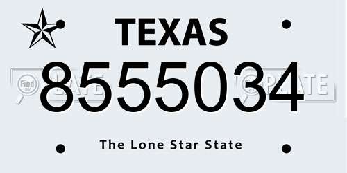8555034 Texas License Plate
