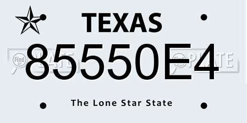85550E4 Texas License Plate