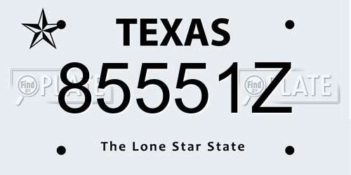 85551Z Texas License Plate
