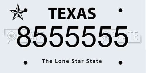 8555555 Texas License Plate