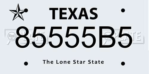 85555B5 Texas License Plate