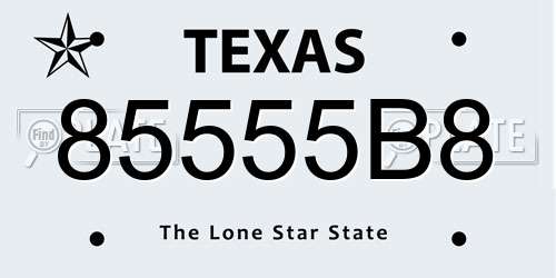 85555B8 Texas License Plate