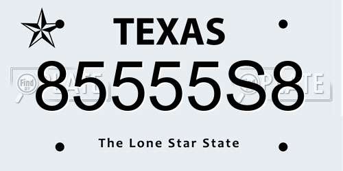 85555S8 Texas License Plate