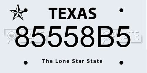 85558B5 Texas License Plate