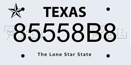 85558B8 Texas License Plate