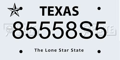 85558S5 Texas License Plate