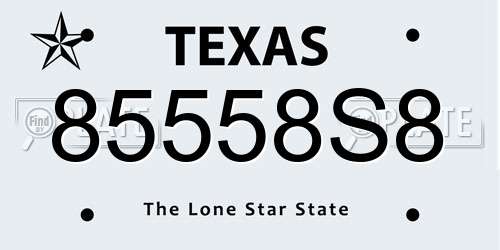 85558S8 Texas License Plate