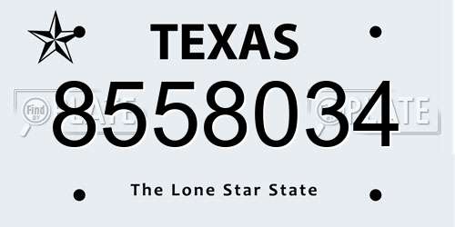 8558034 Texas License Plate