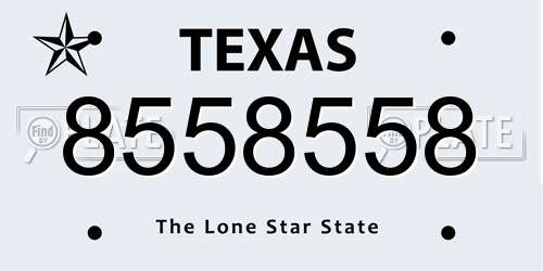 8558558 Texas License Plate
