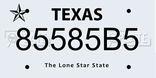 85585B5 Texas License Plate