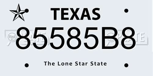 85585B8 Texas License Plate