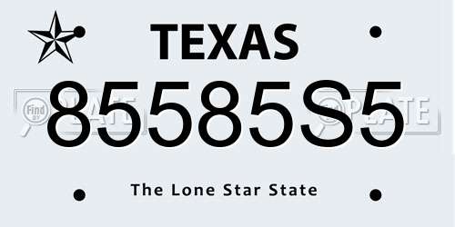 85585S5 Texas License Plate