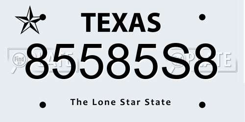 85585S8 Texas License Plate