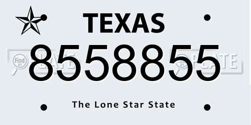 8558855 Texas License Plate