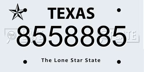 8558885 Texas License Plate