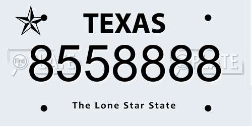 8558888 Texas License Plate