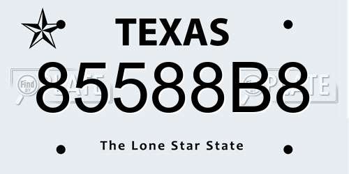 85588B8 Texas License Plate