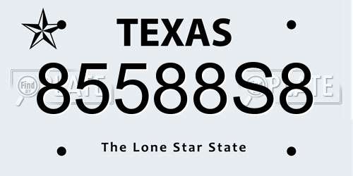 85588S8 Texas License Plate