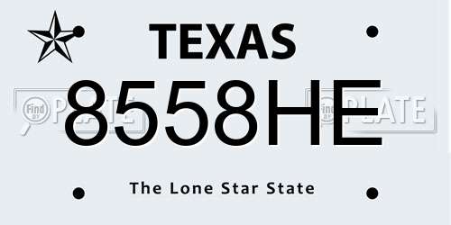 8558HE Texas License Plate