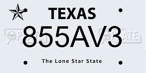 855AV3 Texas License Plate